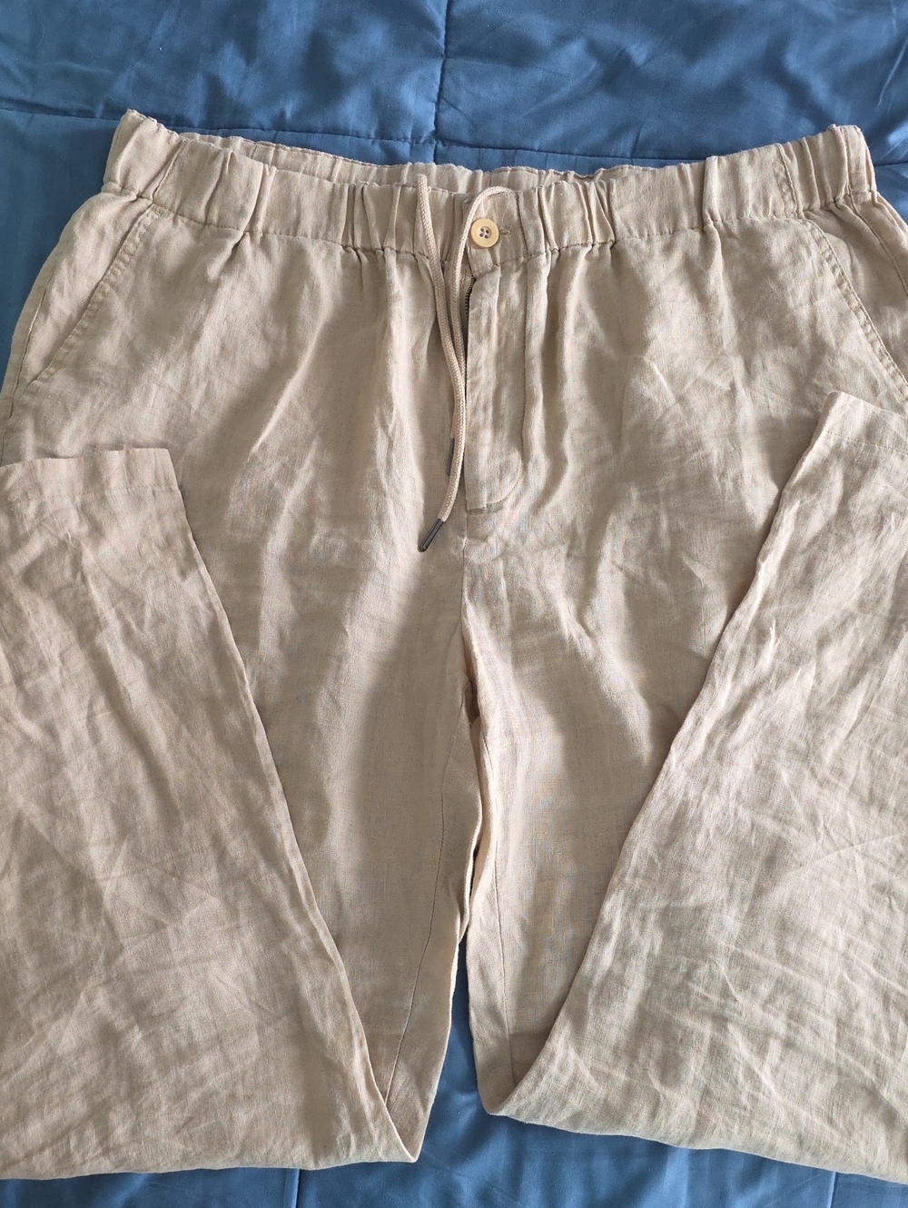 Quince Mens 100% European Linen Drawstring Pants - Beige